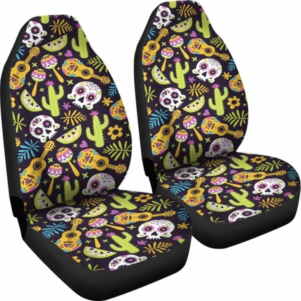 Set 2 Pcs Sugar Skull Car Seat Covers 101207