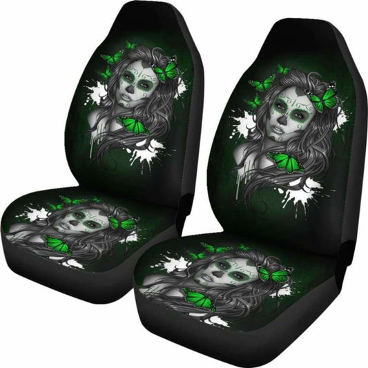 Set 2 Seat Cover Sugar Skulls 101207