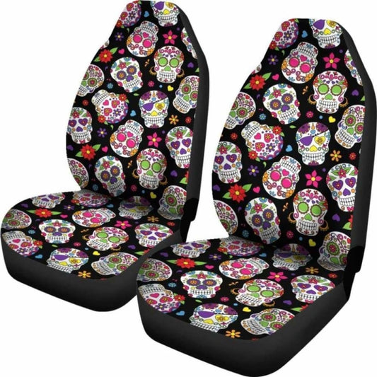 Set 2 Seat Cover Sugar Skulls 101207