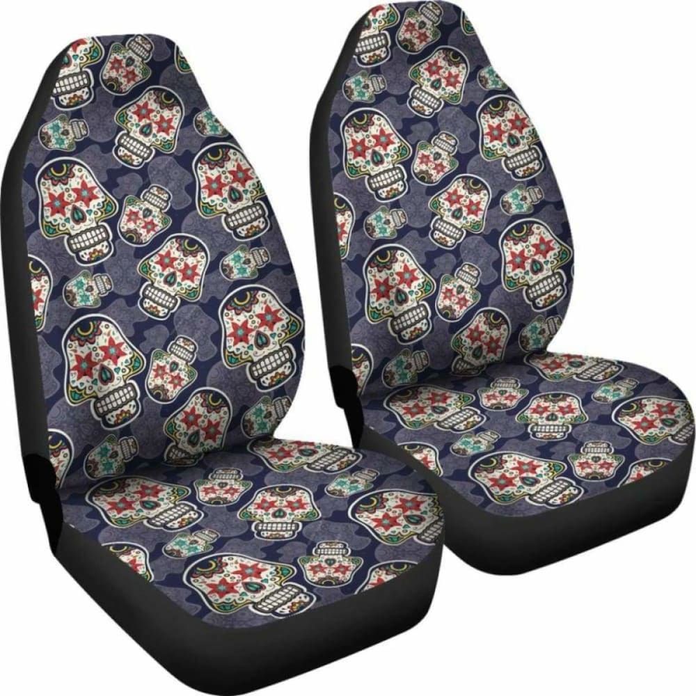 Set 2 Seat Cover Sugar Skulls - Day Of The Dead Seat Cover 101207