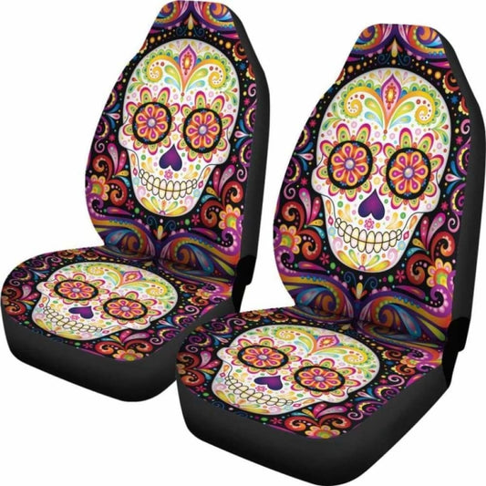 Set 2 Sugar Skull Car Seat Covers 101207