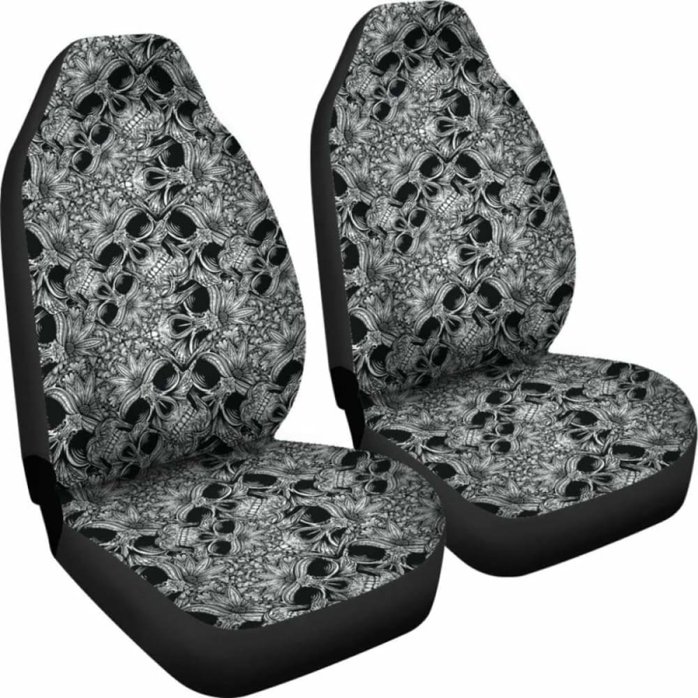Set Of 2 Car Skull Seat Cover Sugar Skulls 101207