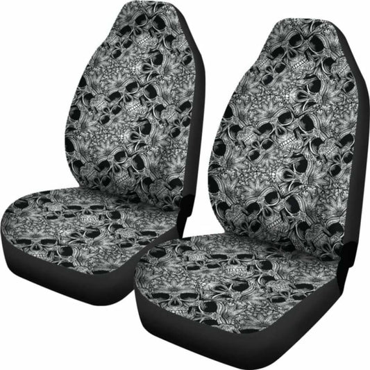 Set Of 2 Car Skull Seat Cover Sugar Skulls 101207