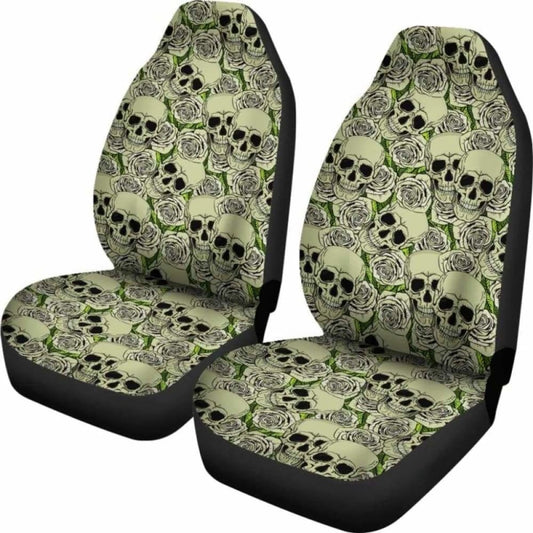 Set Of 2 - Day Of The Dead - Gothic Skulls Car Seat Cover 172727
