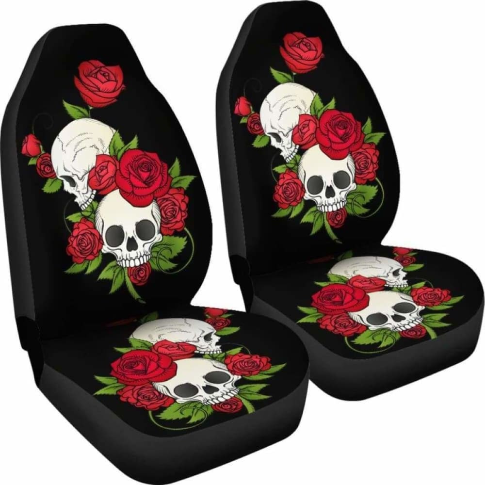 Set Of 2 Floral Skull Car Seat Cover 101207