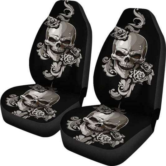 Set Of 2 Floral Sugar Skulls Car Seat Covers 101207