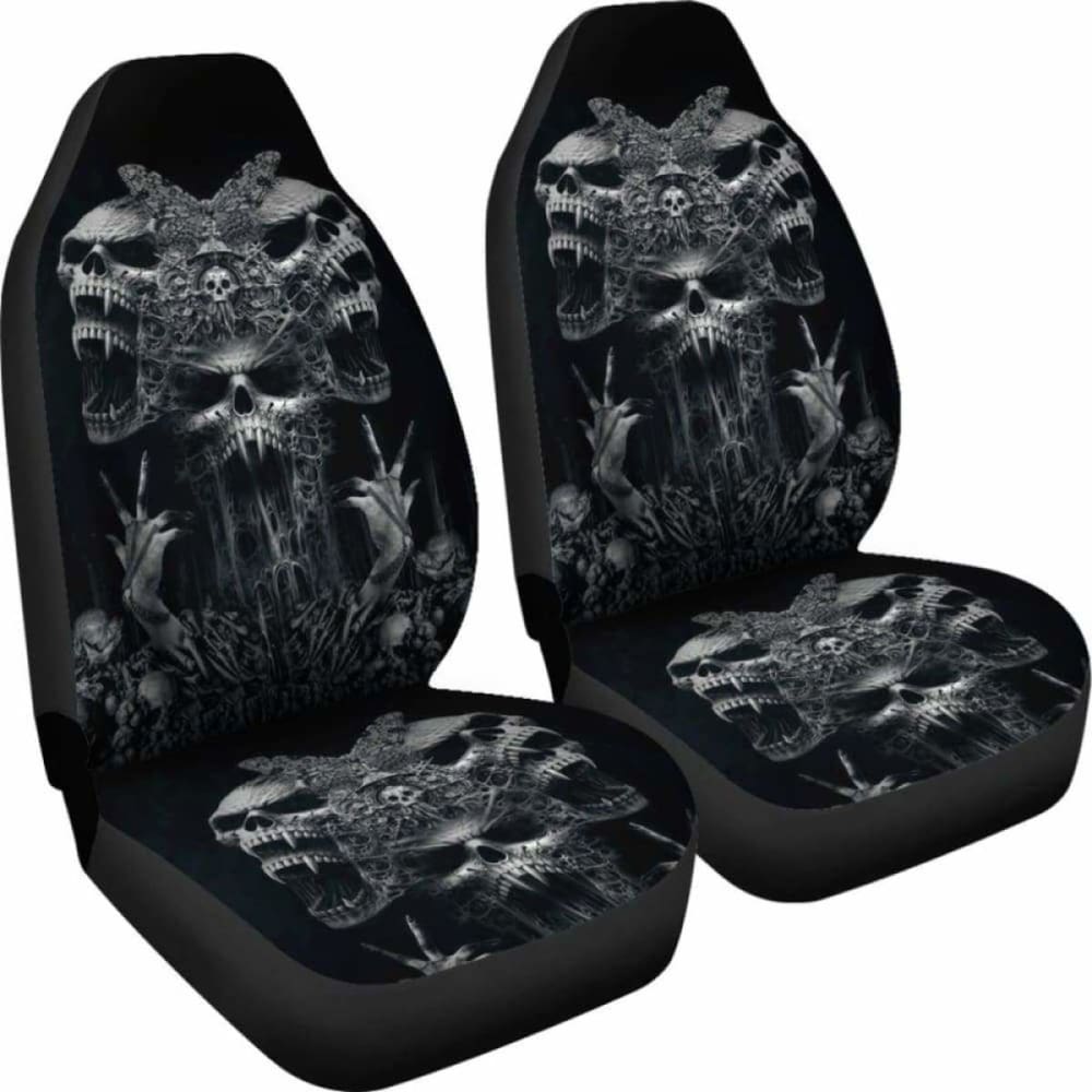 Set Of 2 - Gothic Skull Car Seat Covers 101207