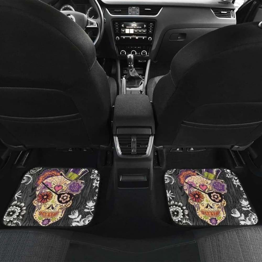 Set Of 2 Halloween Sugar Skull Car Mats 101207