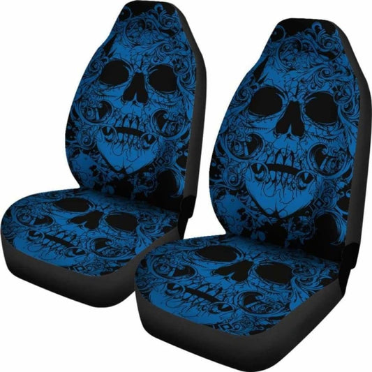 Set Of 2 Pcs Awesome Skull Car Seat Covers 101207