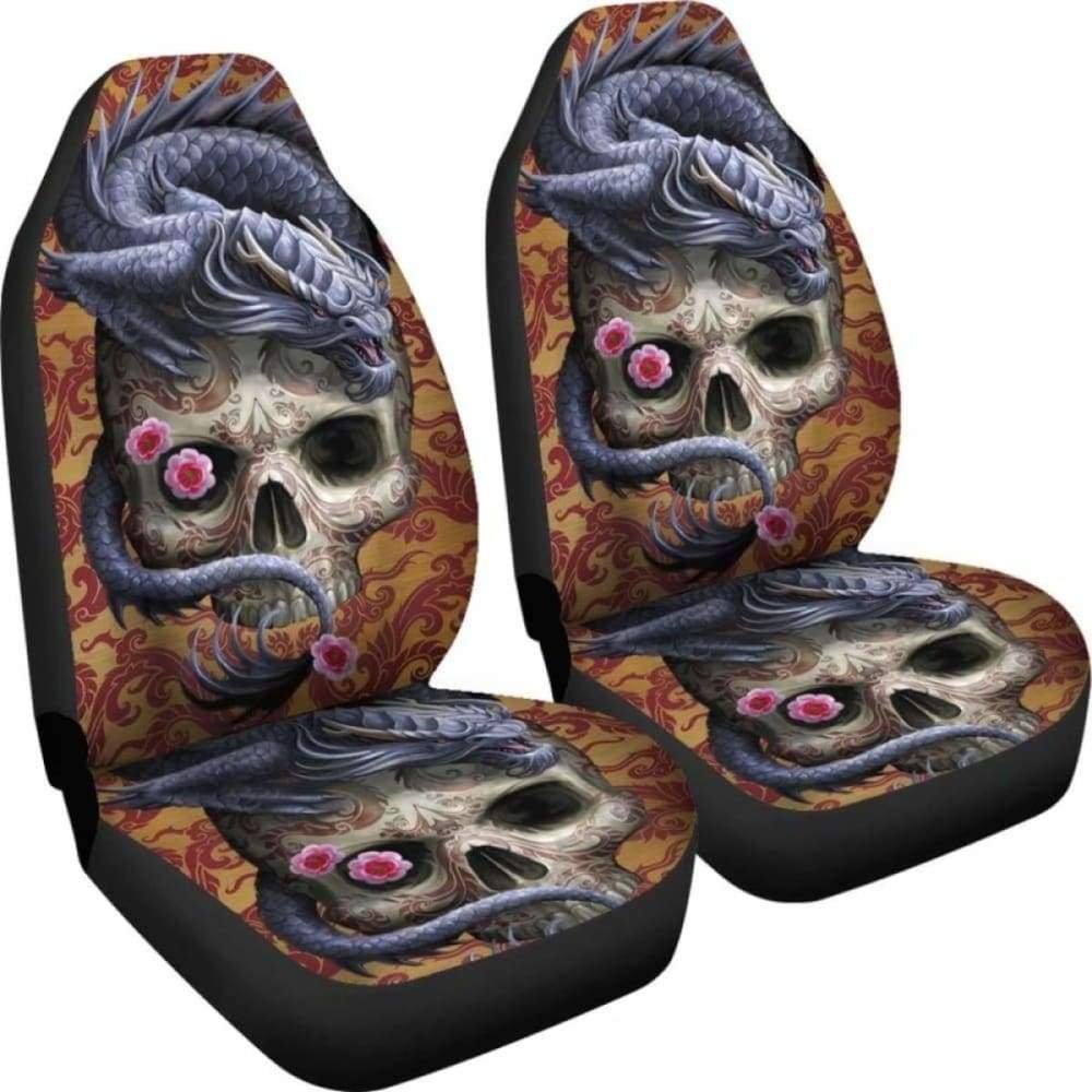 Set Of 2 Pcs Dragon Skull Car Seat Covers 103709