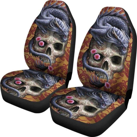 Set Of 2 Pcs Dragon Skull Car Seat Covers 103709
