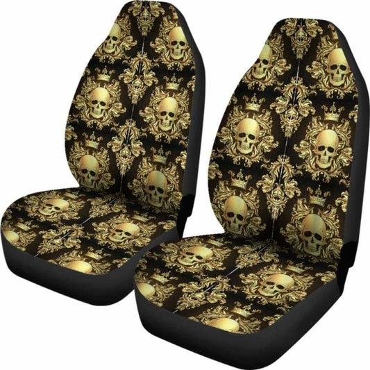 Set Of 2 Pcs Rose Skull Car Seat Covers 101207