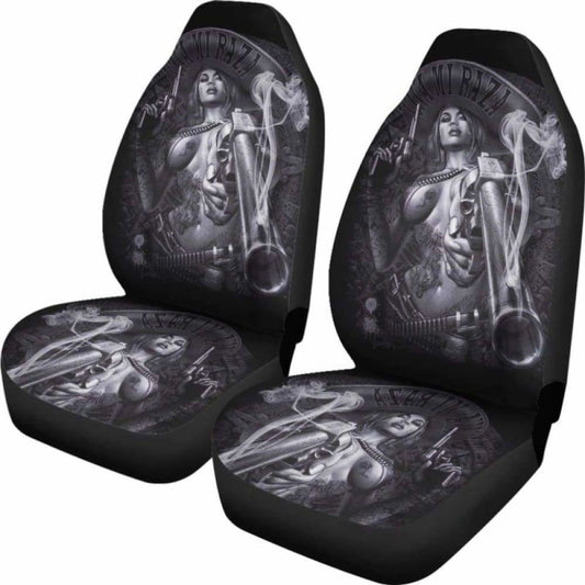 Set Of 2 Pcs Skull Girl Car Seat Covers 101207