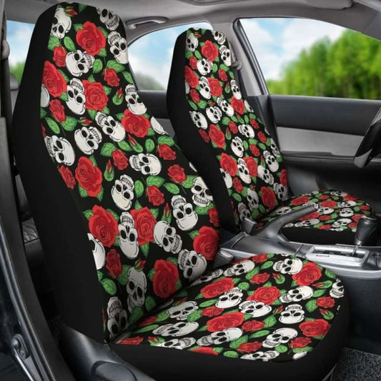 Set Of 2 Pcs Skull Sugar Skull Car Seat Covers 101207