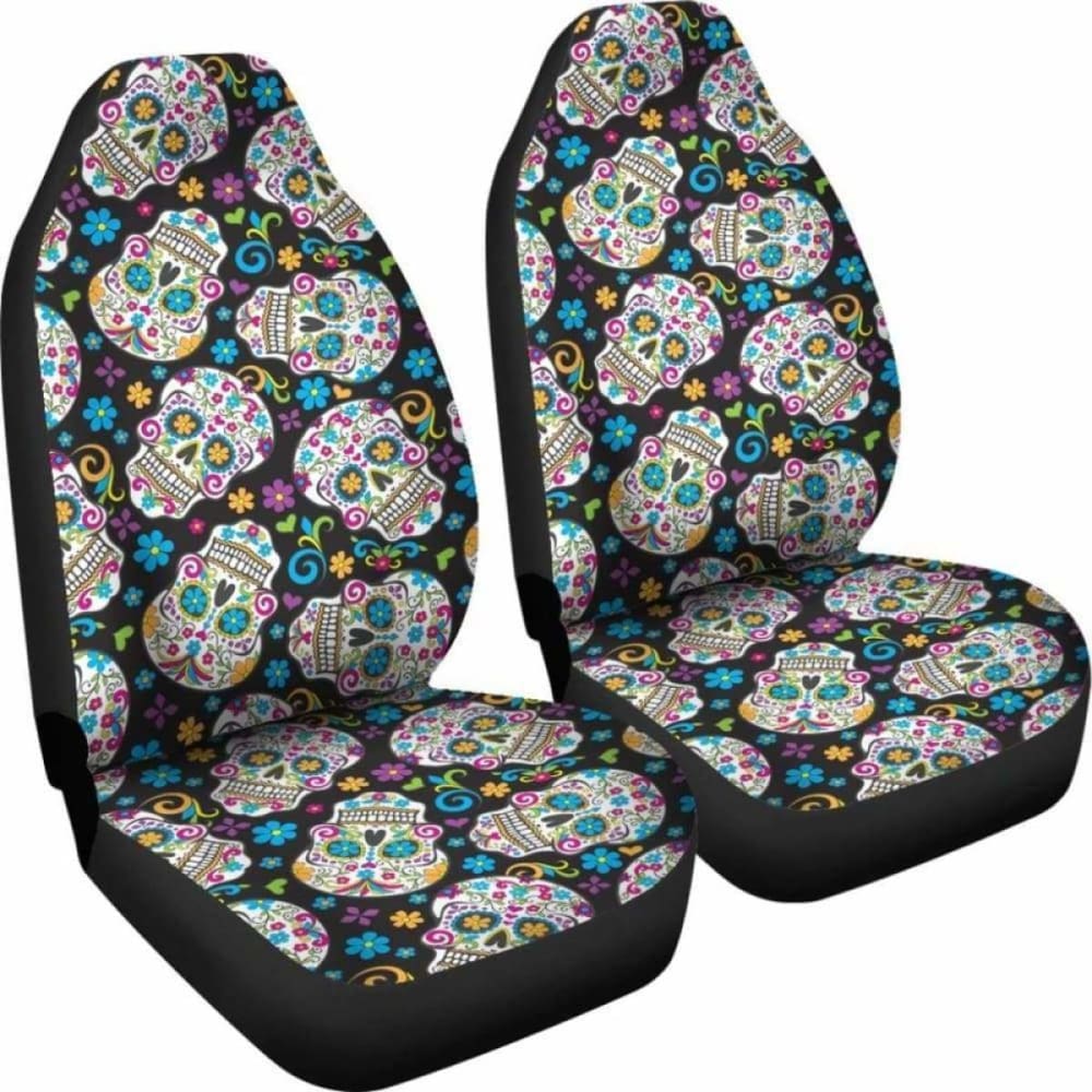 Set Of 2 Pcs - Sugar Skull Car Seat Covers 101207