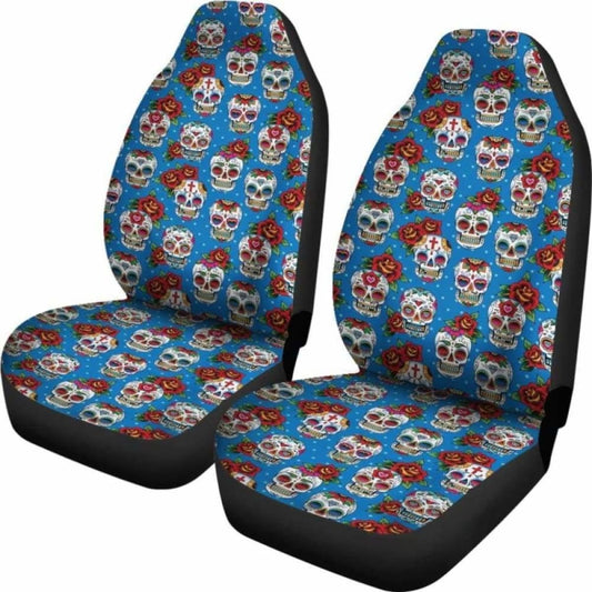 Set Of 2 Pcs Sugar Skull Car Seat Covers 101207