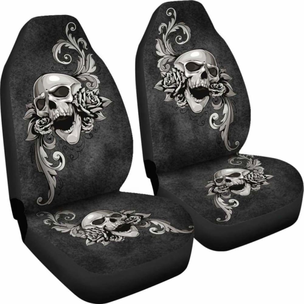 Set Of 2 - Skull Floral - Car Seat Covers 153908 - YourCarButBetter