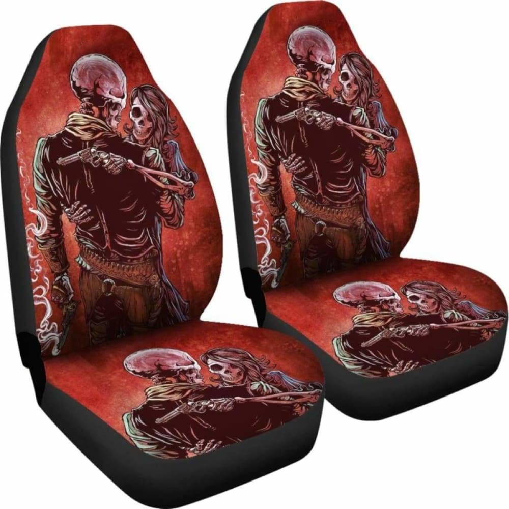 Set Of 2 Skull Gothic Car Seat Covers 101207