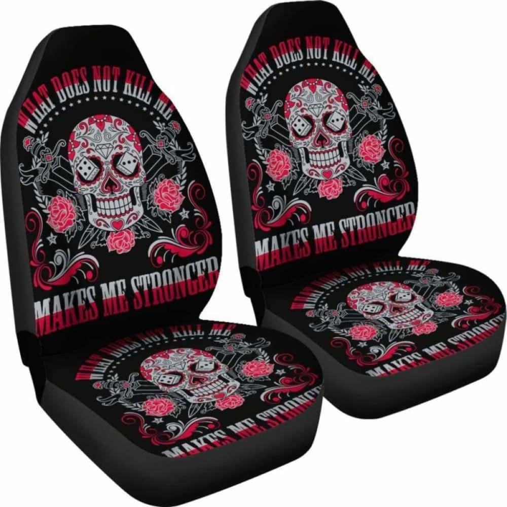 Set Of 2 Sugar Skull Car Seat Cover Day Of The Dead 101207