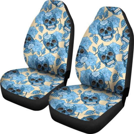 Set Of 2 Sugar Skull Car Seat Covers 101207