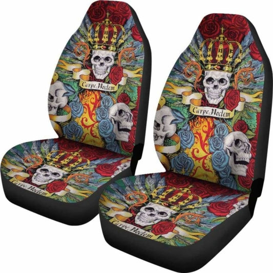 Set Of 2 The King Skull Seat Covers 101207