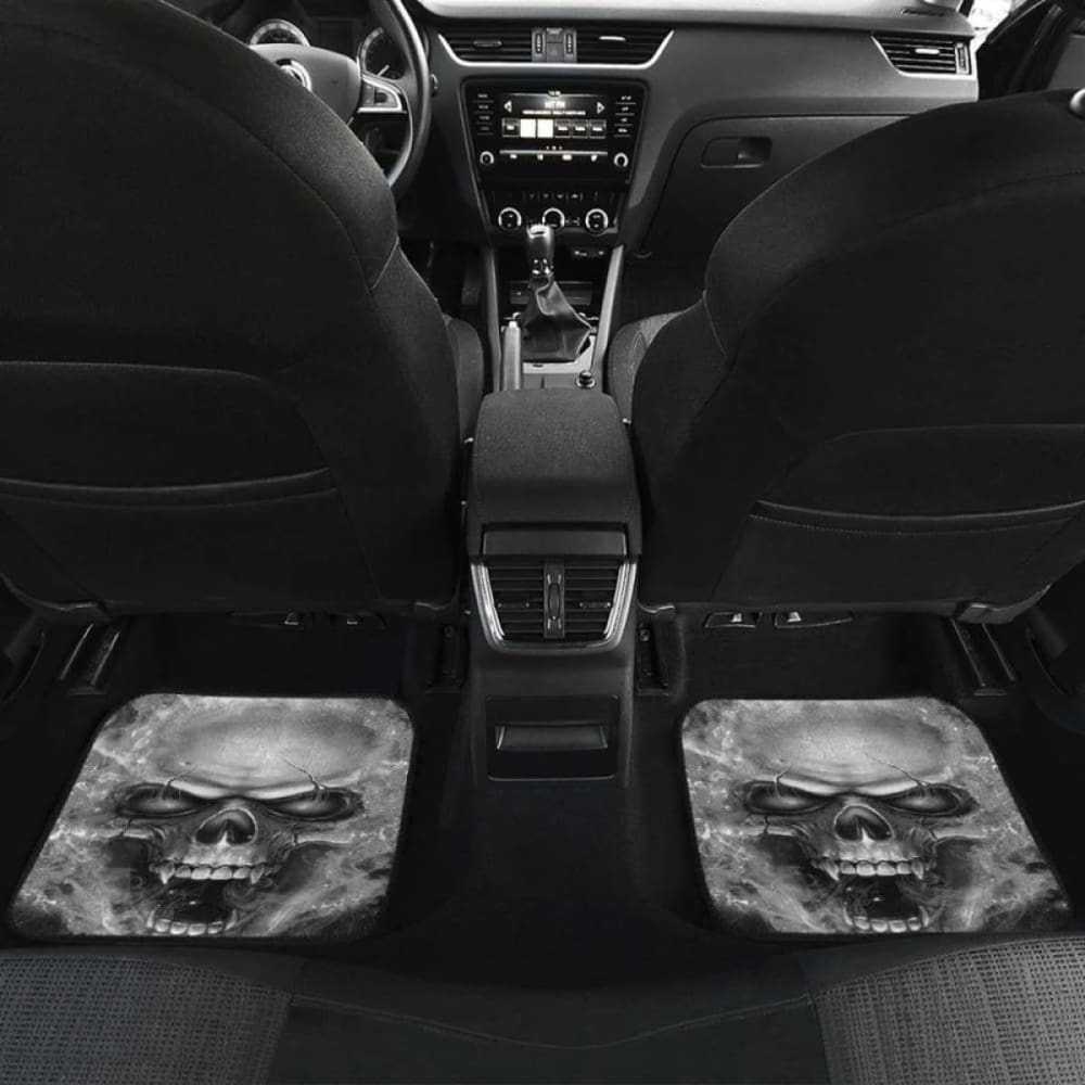 Set Of 4 Pcs Flaming Skull Car Mat 101207