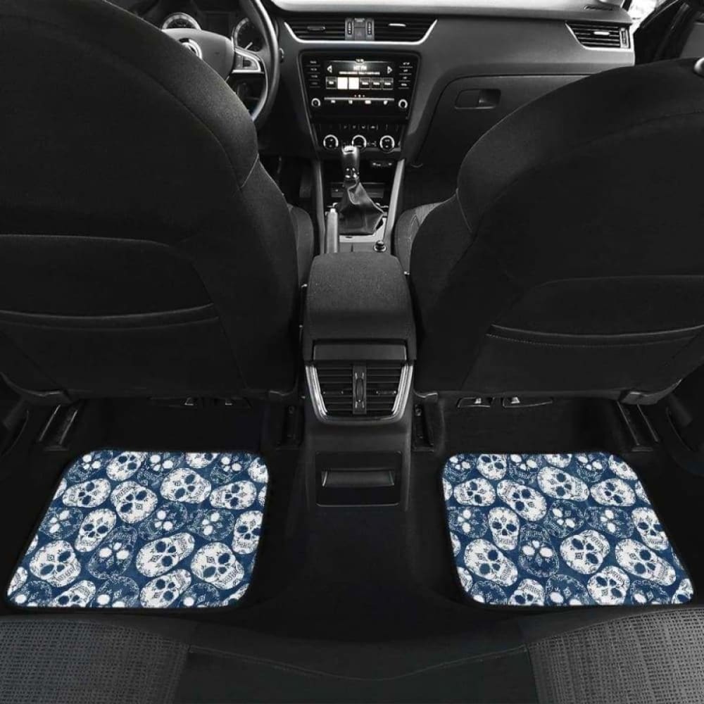 Set Of 4 Pcs Floral Sugar Skull Car Mats 101207