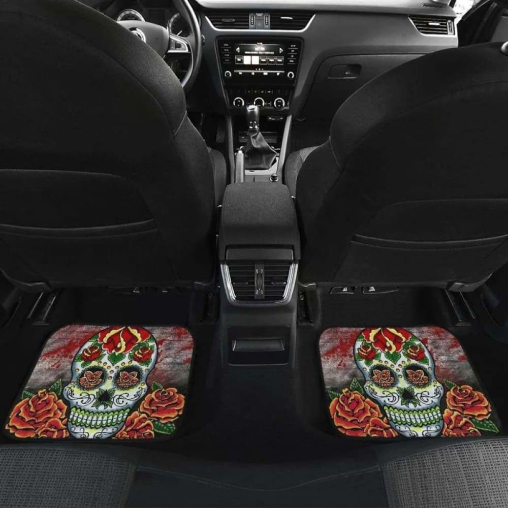 Set Of 4 Pcs Sugar Skull Car Mats 101207