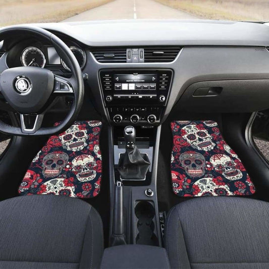 Set Of 4 Pcs Sugar Skull Car Mats 101207