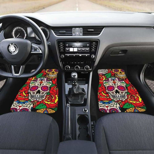 Set Of 4 Pcs Sugar Skull Car Mats 101207