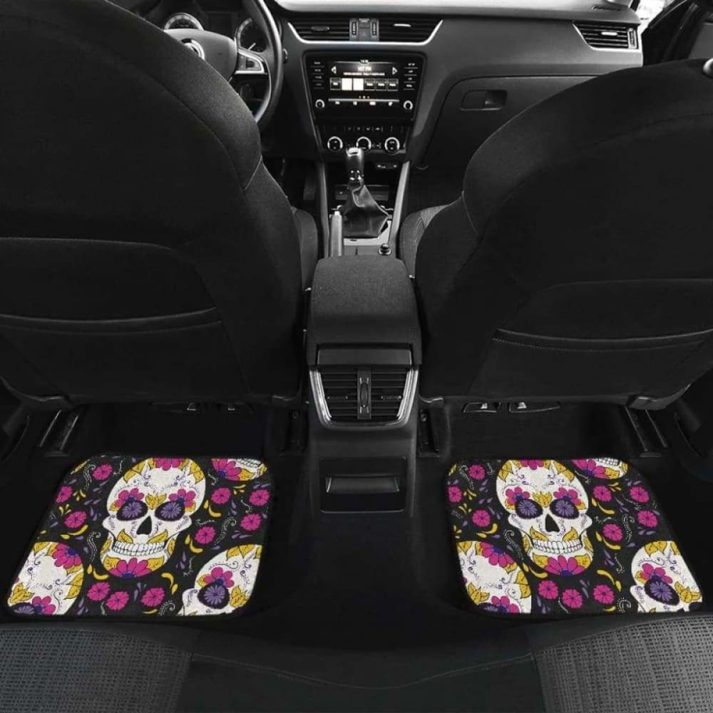 Set Of 4 Pcs Sugar Skull Day Of The Dead Car Mat 101207
