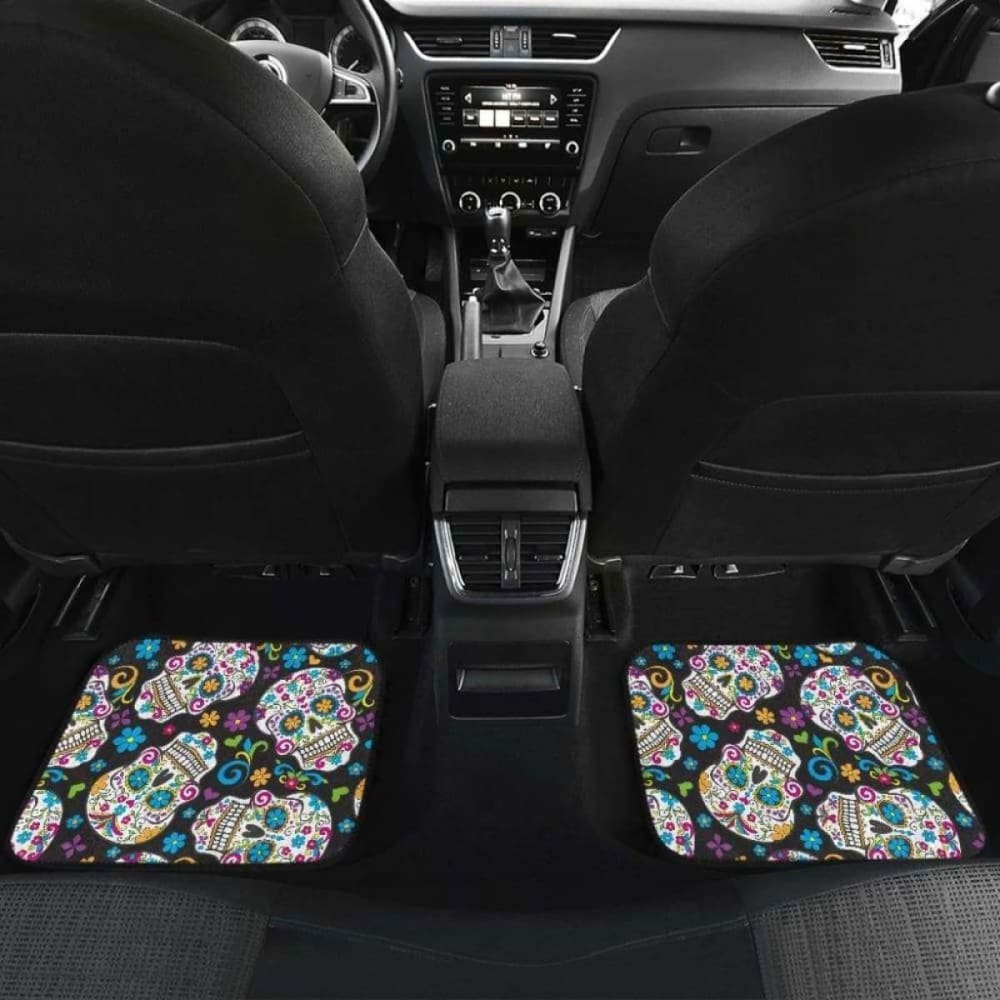 Set Of 4 Pcs Sugar Skull Day Of The Dead Car Mats 101207