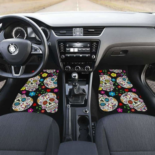 Set Of 4 Sugar Skull Car Mats 101207