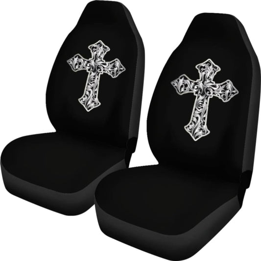 Silver Vintage Cross Car Seat Covers 160905