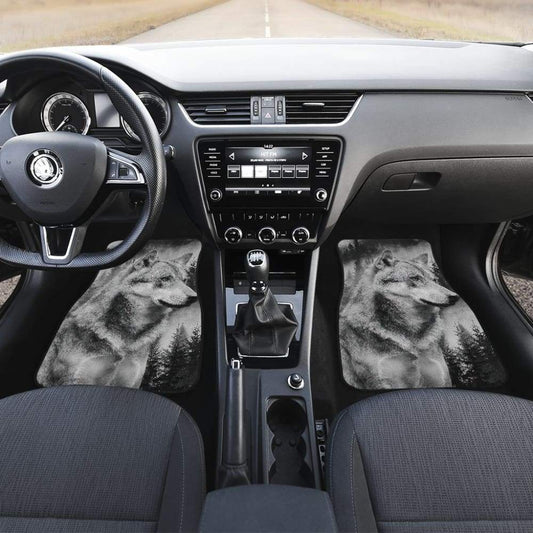 Silver Wolf and Tree Car Floor Mats 212302