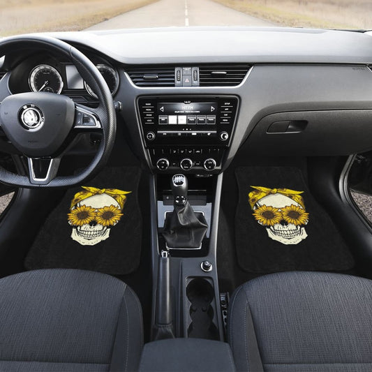 Skull Sunflower Custom Car Accessories Car Floor Mats 212101 - YourCarButBetter