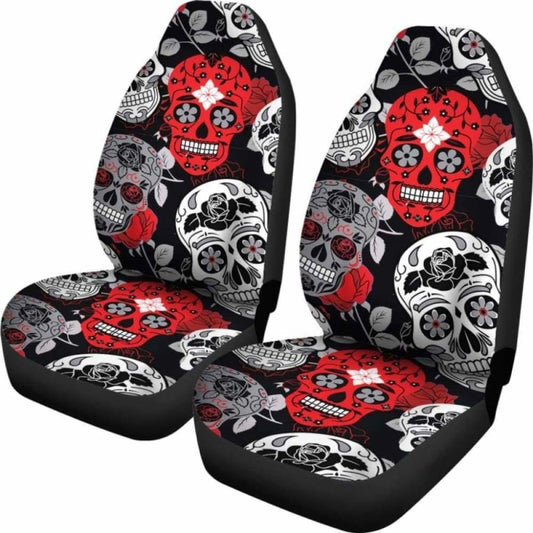 Skullistic Sugar Skulls Red Car Seat Covers 101207