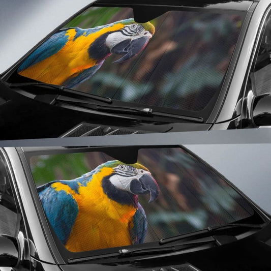 South American Parrot Blue And Yellow Macaw Car Sun Shade 460402 - YourCarButBetter