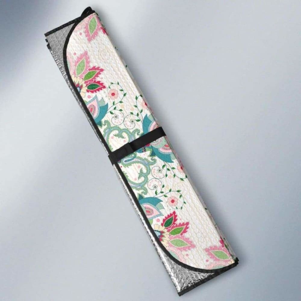 Square Floral Indian Flower Pattern Car Auto Sun Shades 102507 - YourCarButBetter