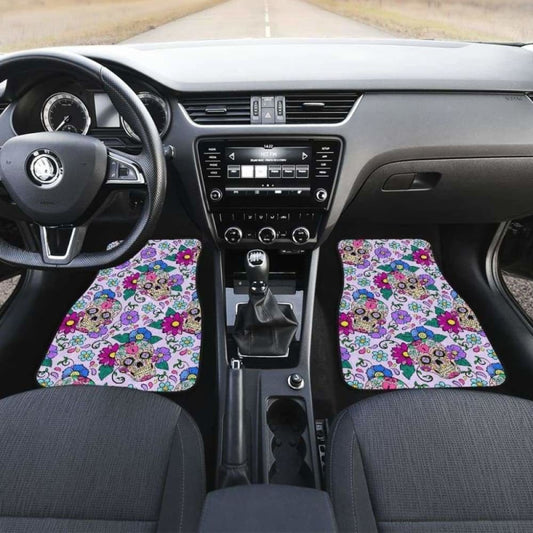 Sugar Skull Floral Car Mats Car Floor Mat 101207