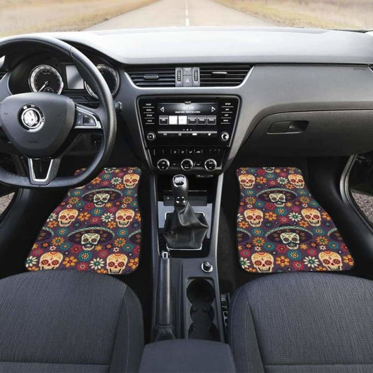 Sugar Skulls Flower Maxican Pattern Front And Back Car Mats 101207