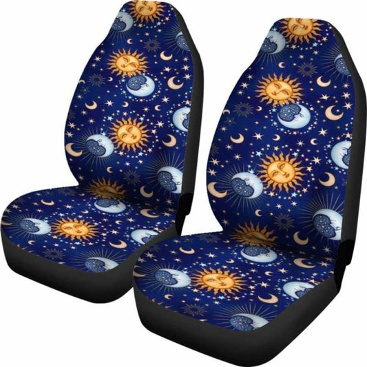 Sun And Moon Blue Car Seat Covers 161012