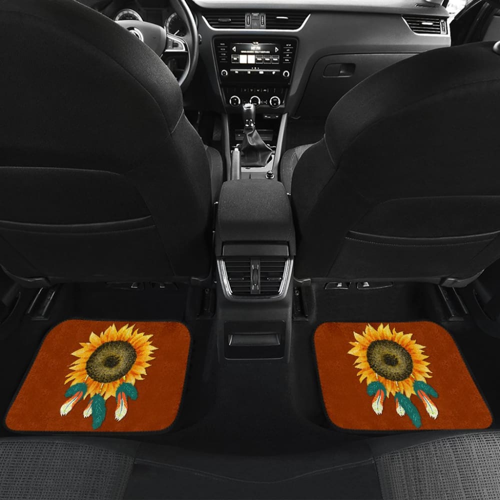 Sunflower Indigenous American Feathers Dreamcatcher Car Floor Mats 211501 - YourCarButBetter