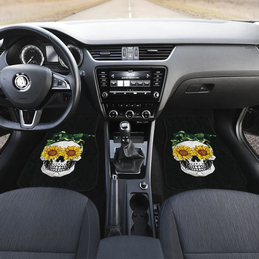 Sunflower Skull Camouflage Bandana Car Floor Mats 210403 - YourCarButBetter
