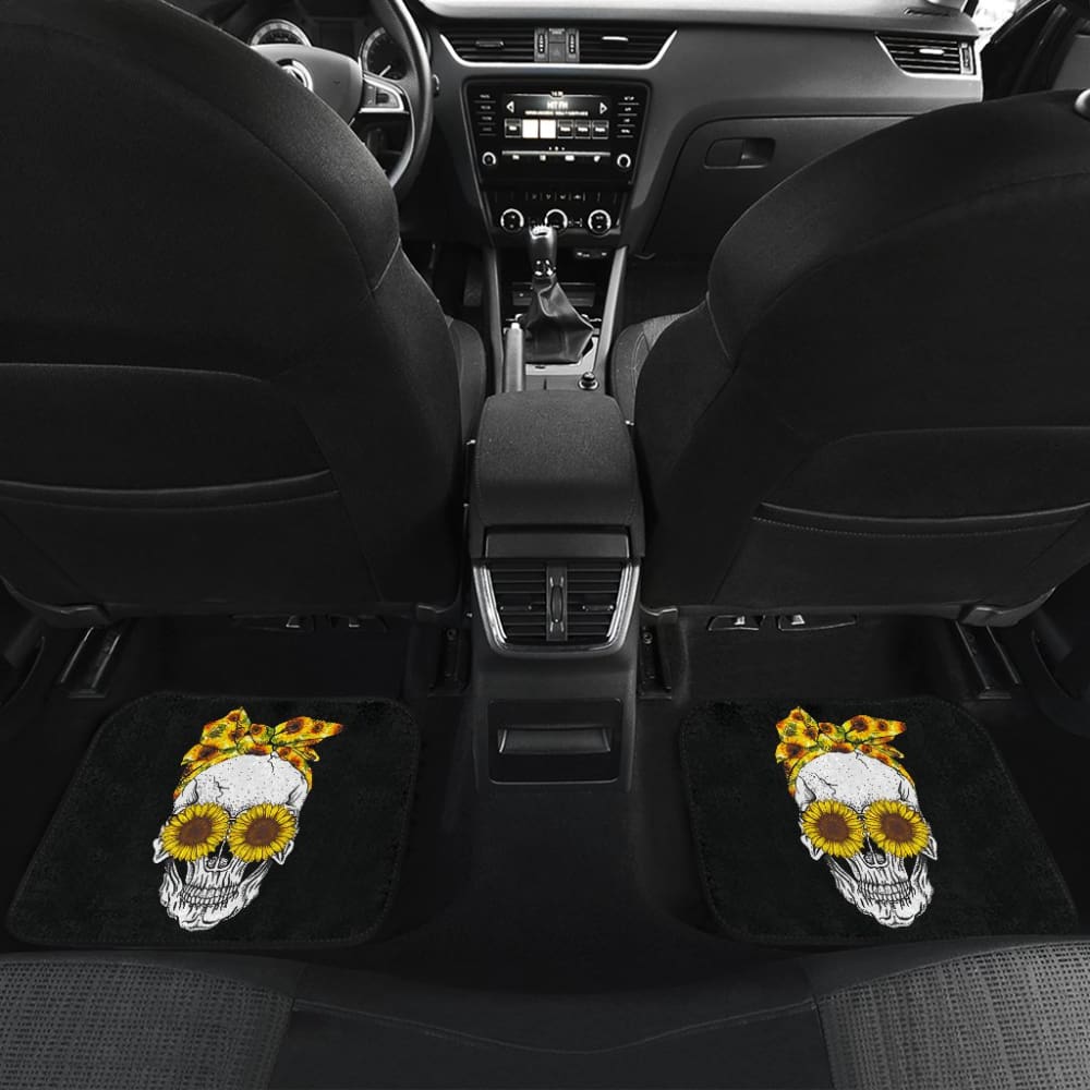 Sunflower Sunshine Skulls Car Floor Mats 212101 - YourCarButBetter