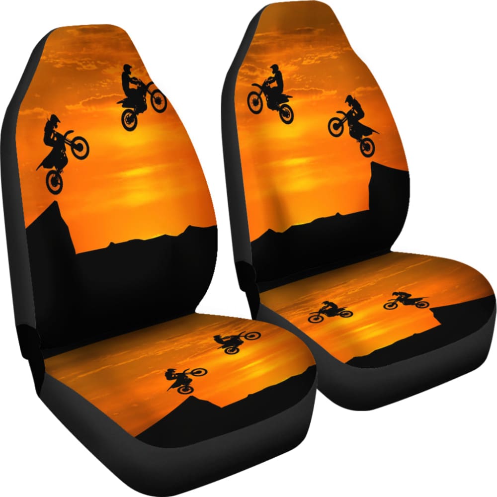 Sunset Dirt Bike Riders Car Seat Covers 550317 - YourCarButBetter