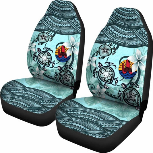 Tahiti Car Seat Covers - Polynesian Turtle Plumeria Blue Amazing 091114 - YourCarButBetter