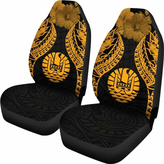 Tahiti Polynesian Car Seat Covers Pride Seal And Hibiscus Gold - 232125 - YourCarButBetter