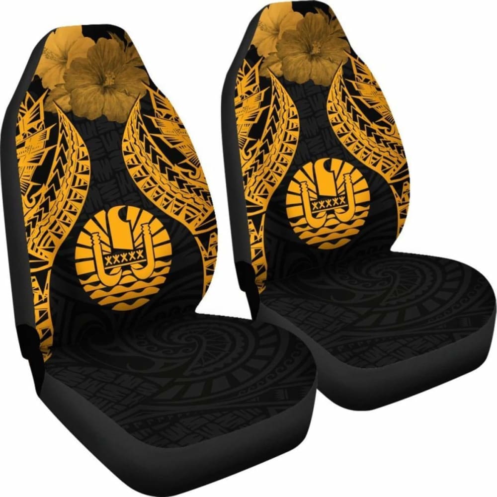 Tahiti Polynesian Car Seat Covers Pride Seal And Hibiscus Gold - 232125 - YourCarButBetter