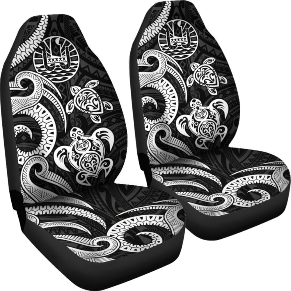 Tahiti Polynesian Car Seat Covers - White Tentacle Turtle - 091114 - YourCarButBetter